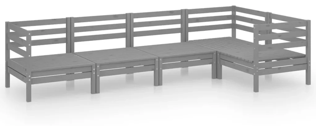 vidaXL 5-delige Loungeset massief grenenhout grijs