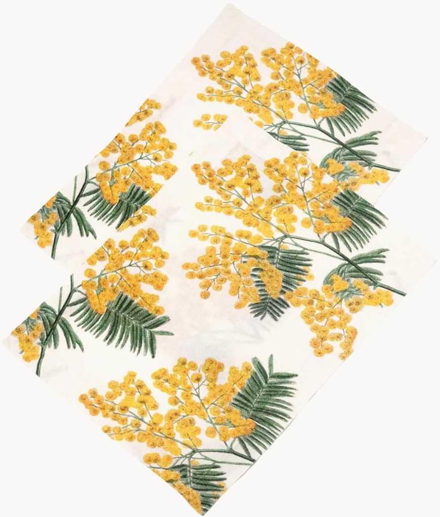 Linnen placemats Mimosas, 2-delig