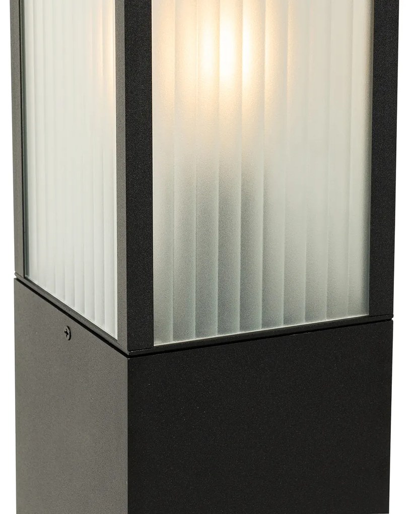 Smart staande buitenlamp met dimmer zwart met ribbel glas 80 cm incl. Wifi A60 - Charlois Modern E27 IP44 Buitenverlichting