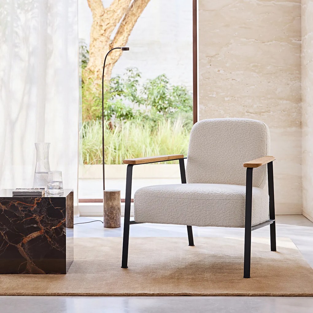 Fauteuil in badstof en metaal, ABRAXAS