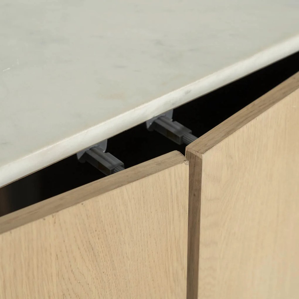 Wandkast Eiken Met Wit Marmer - 120x40x140cm.