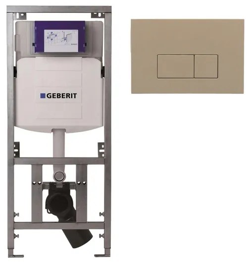 Geberit Inbouwreservoir - UP320 - QeramiQ push bedieningsplaat - dualflush - bedieningsplaat taupe - rechthoekige knoppen - wit glans SW1102379 0701131