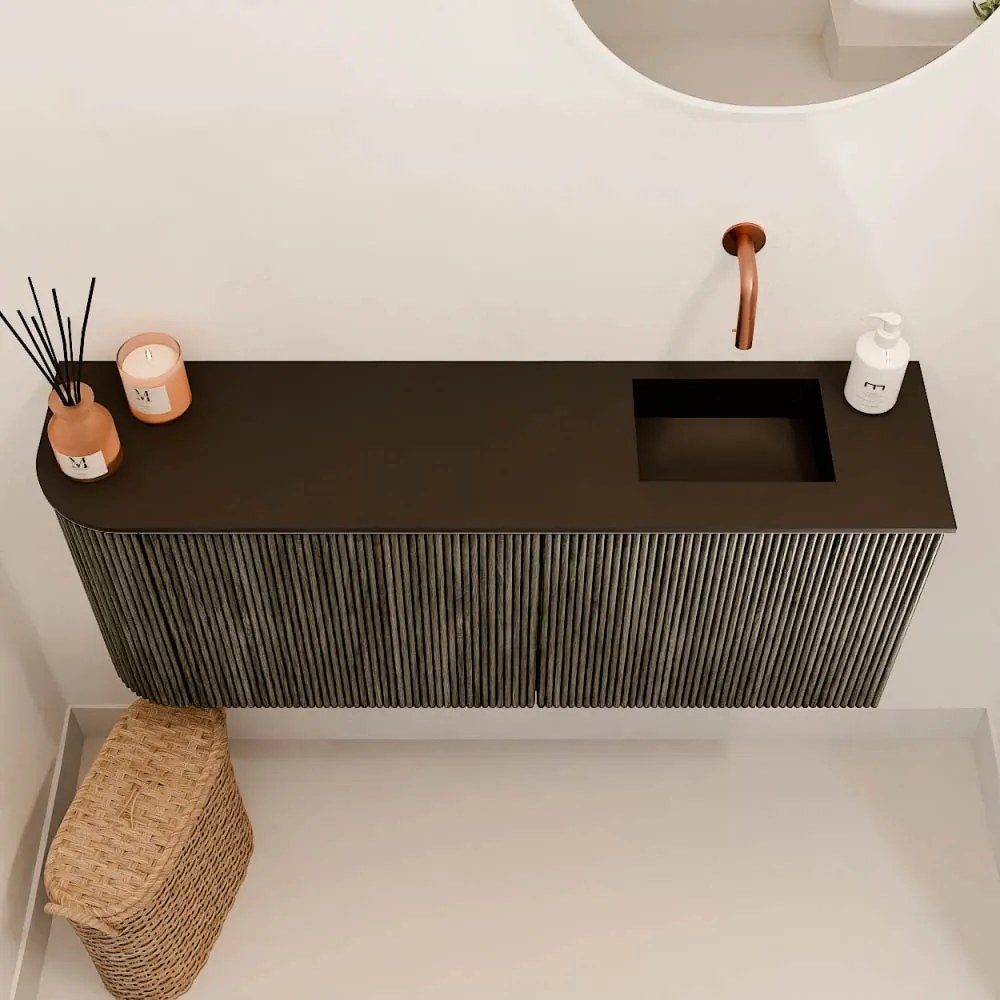Mondiaz Joya 100cm toiletmeubel ronding links shadow met wastafel faye rechts zonder kraangat urban