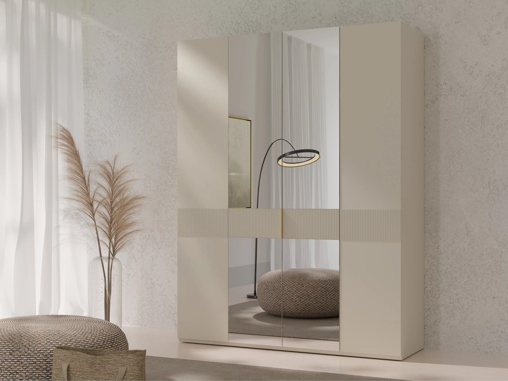 Kledingkast Toledo 137, Beige, 237x180x60cm, 207.5 kg, Kledingkast deuren: Met scharnieren