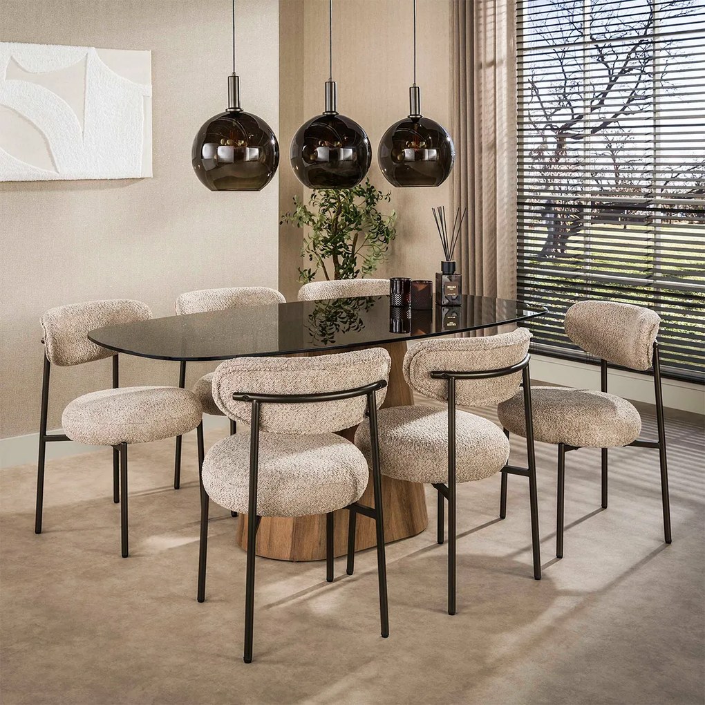 Beige Eetkamerstoel Met Ronde Zitting