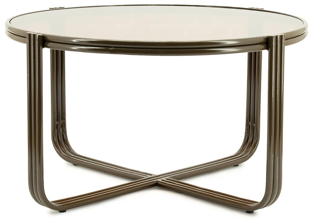 Retro Salontafel Glas Bruin - 63 X 63cm.