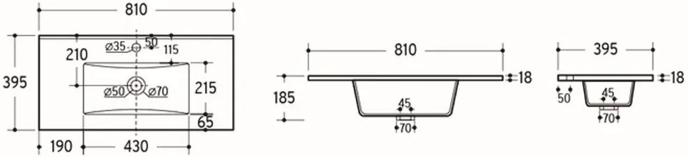 Comad Dance keramische wastafel 81x39.5cm wit glans