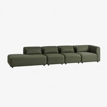 4-delige Modulaire Hoekbank Met Linker Divan Fogler Teddystof Currygeel - Sklum