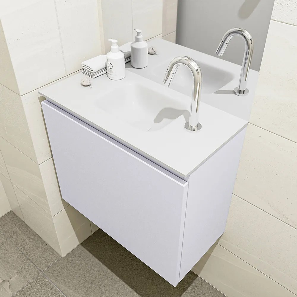 Mondiaz Olan 60cm toiletmeubel cale met wastafel talc midden 1 kraangat