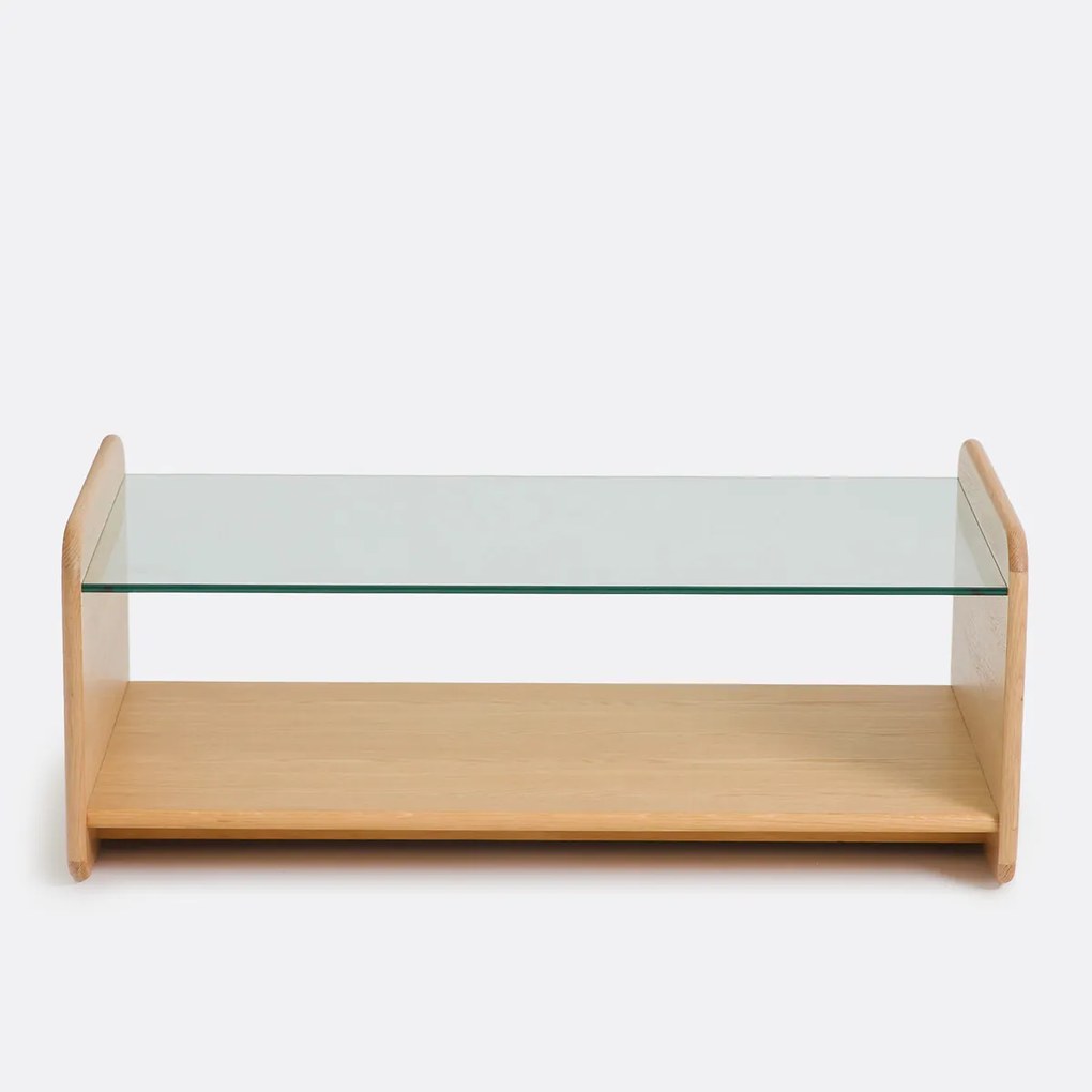 Salontafel met eikenfineer en gehard glas, Ericson
