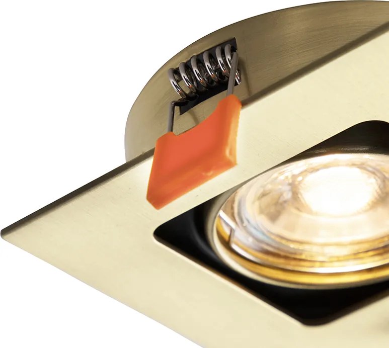 Smart inbouwspot messing vierkant incl. wifi GU10 - Artemis