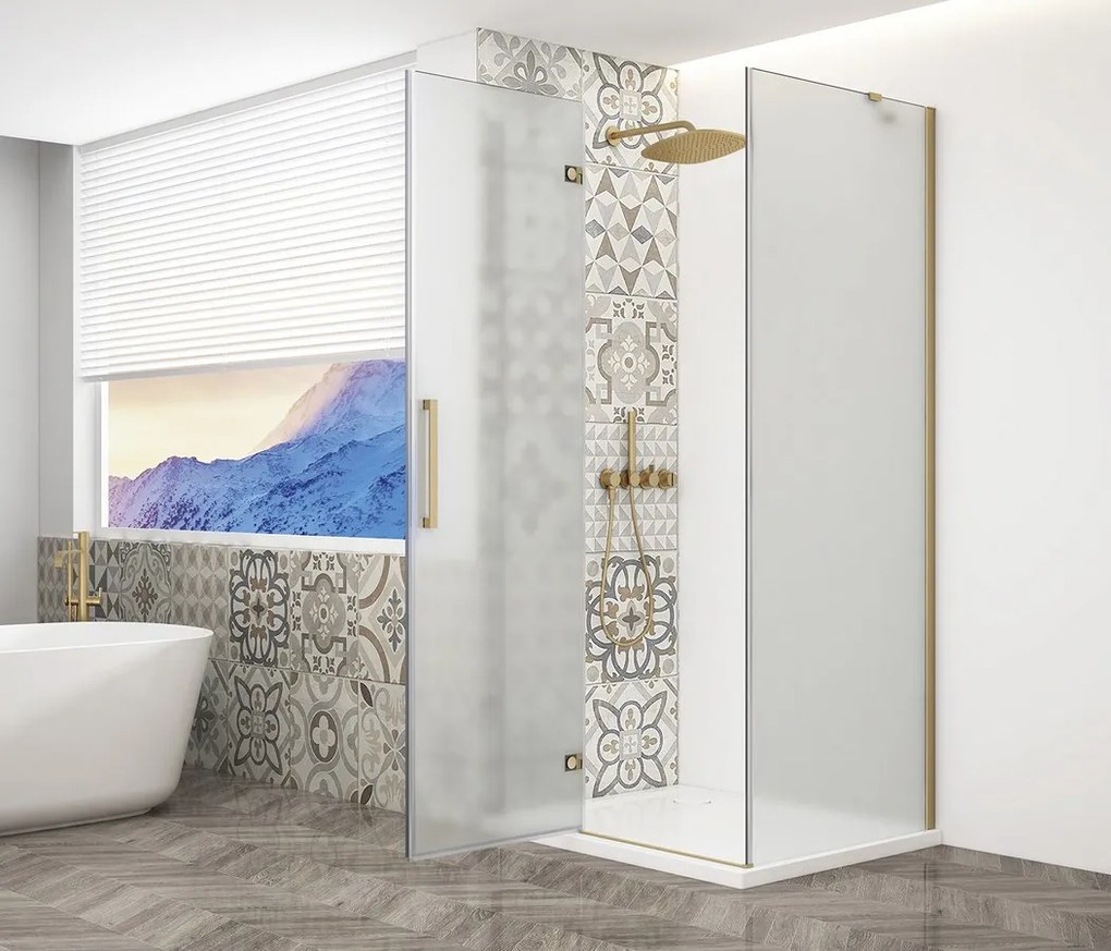 Gelco Trinity douchecabine met mat glas 110x80cm links goud