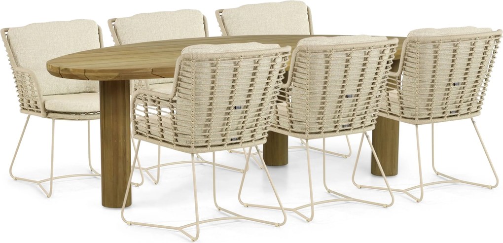 Tuinset 6 personen Aluminium/rope Taupe 4 Seasons Outdoor Fabrice/Leafline