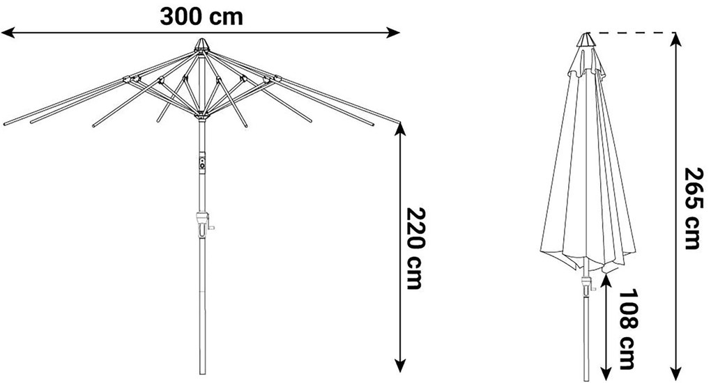 Camello Valerio Stokparasol M (excl. Voet) Aluminium Wit