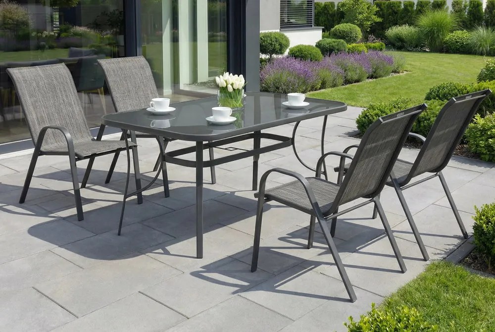 Metalen tuinmeubelen Modena grijs voor 4 personen Garden Point