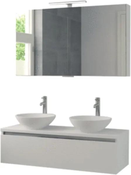 Bruynzeel Giro badmeubelset dubbel 120x49x46cm met spiegelkast bovenblad mat wit 222390K