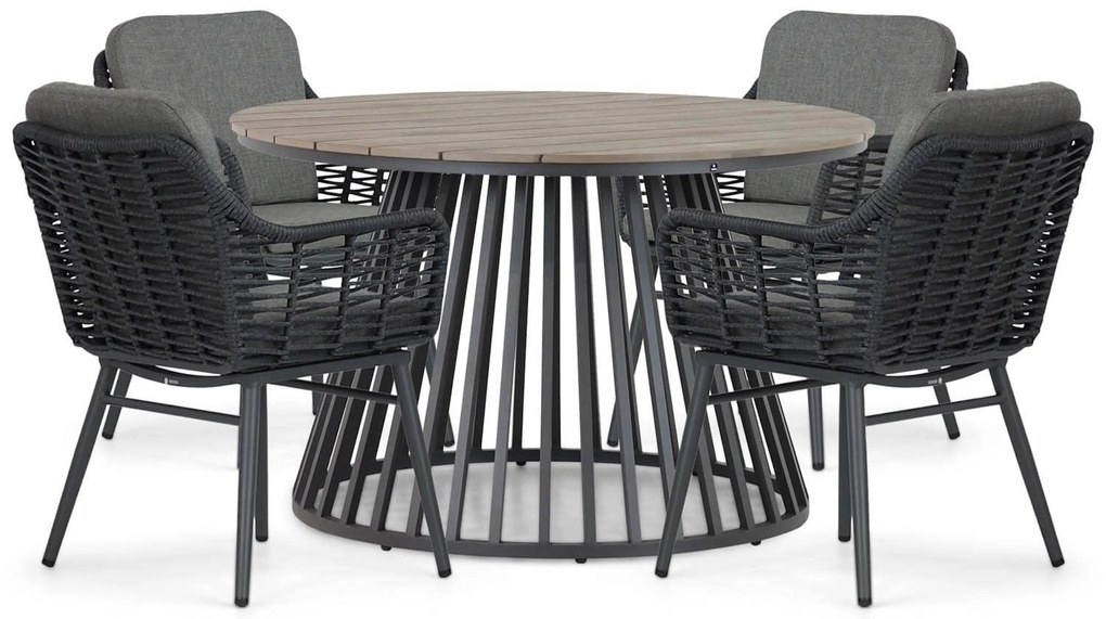 Tuinset Ronde Tuintafel 4 personen 125 cm Aluminium/rope Grijs  Coco Antoni/Sorrento