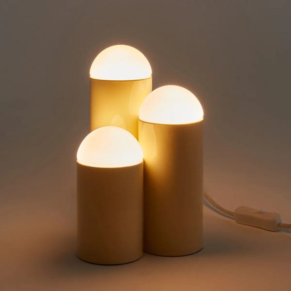 Tafellamp in ijzer en opaline, Quillo