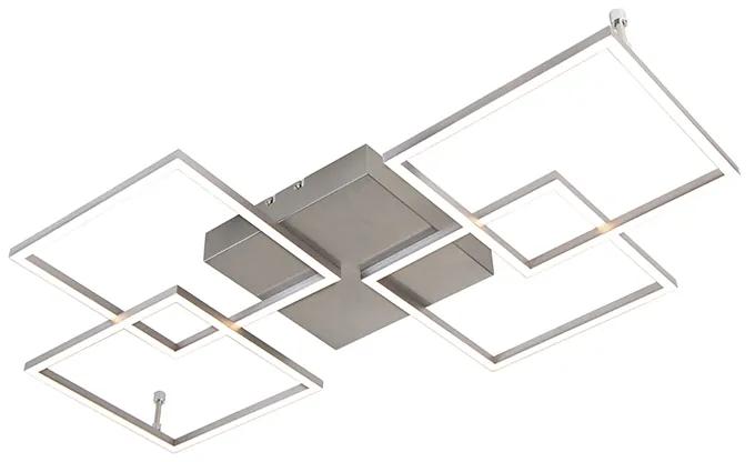 Design plafondlamp staal incl. LED en dimmer - Plazas Mondrian Design, Modern vierkant Binnenverlichting Lamp