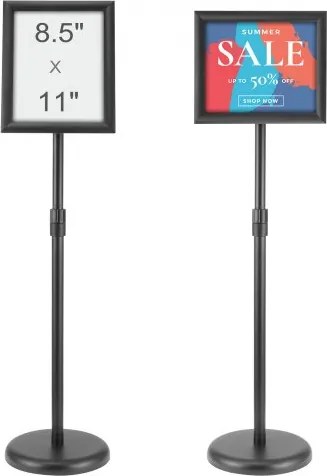 VEVOR Informatiestandaard met voet 279 x 216 mm Infostandaard Verstelbare hoogte 820-1250 mm Posterstandaard, robuuste bordhouderstandaard gevuld met zand of water, voor displays, reclame