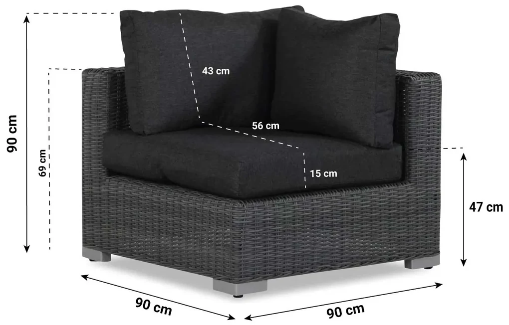 Chaise Loungeset Wicker Zwart 3 personen Garden Collections Toronto