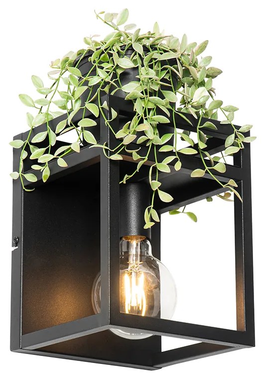 Smart wandlamp met dimmer zwart met rek incl. Wifi G95 - Cage Rack Industriele / Industrie / Industrial E27 vierkant Binnenverlichting Lamp