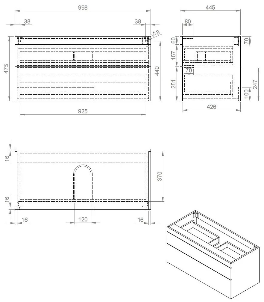 Best Design Beauty onderkast 100cm eiken