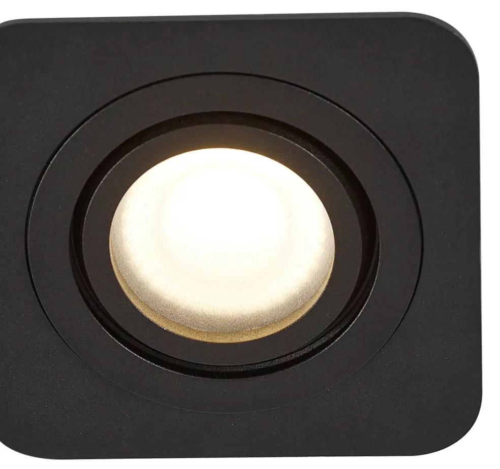 Buitenlamp Set van 6 Afgeronde inbouwspot zwart GU10 50mm draai- en kantelbaar IP44 - Alberto Modern GU10 IP44 Buitenverlichting vierkant Lamp