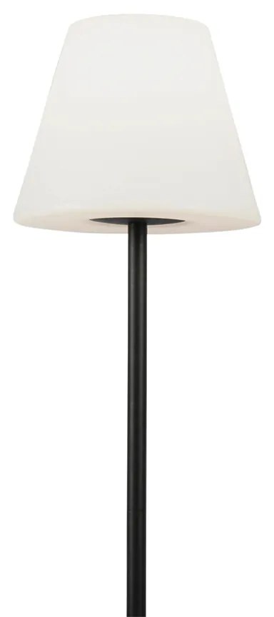 Smart moderne buiten vloerlamp zwart kap wit incl. Wifi A60 - Virginia