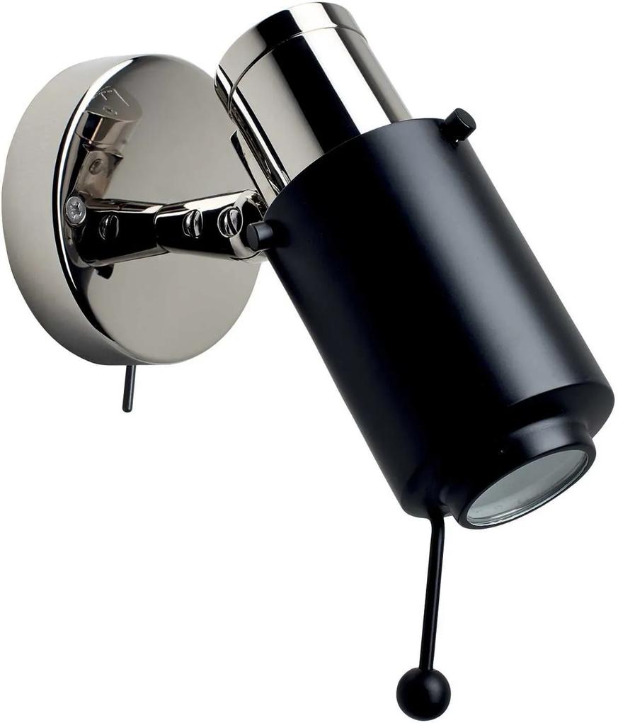 DCW éditions Biny Spot wandlamp LED mat zwart armatuur gepolijst nikkel