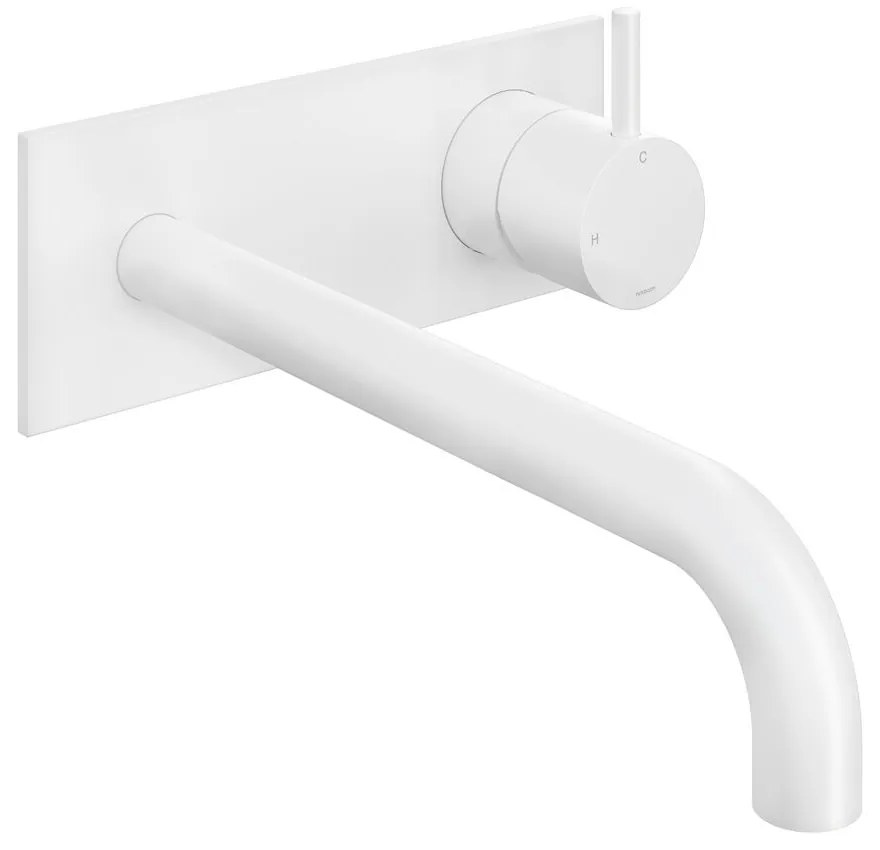 Hotbath Cobber inbouw wastafelkraan 25cm met plaat wit mat
