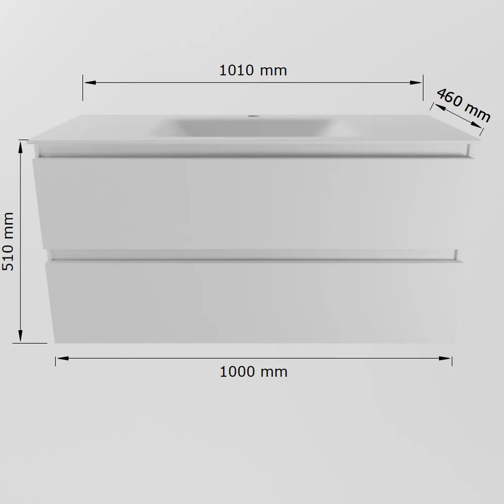 Mondiaz Aivy badmeubel 100cm chai met wastafel solid surface talc midden zonder kraangat en spiegel