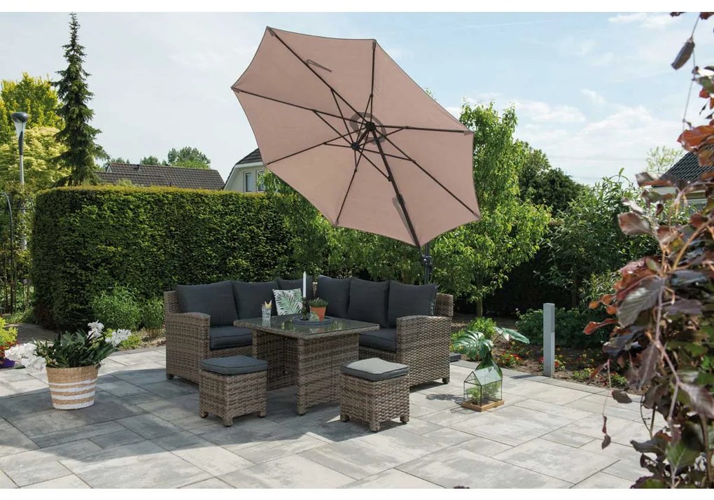 Garden Impressions Hawaii zweefparasol S Ø300 - donker grijs - taupe