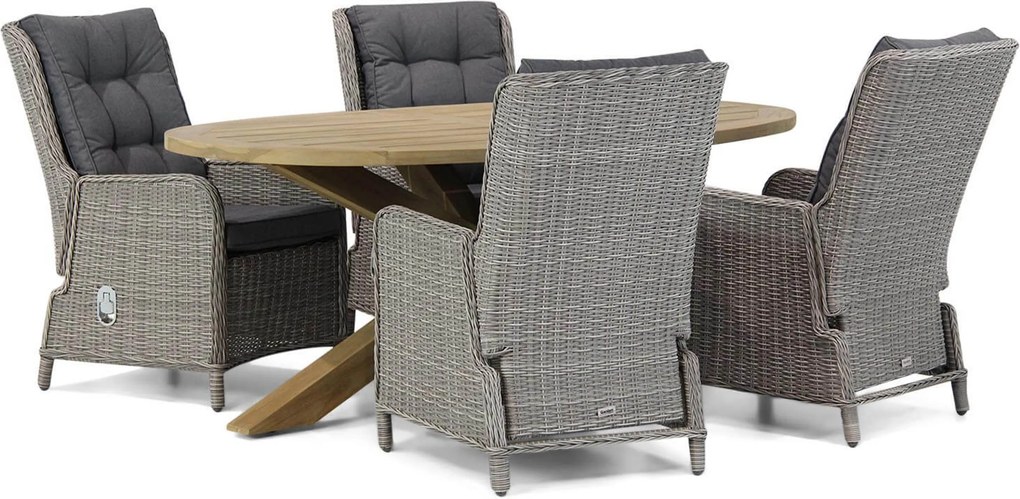 Tuinset 4 personen 200 cm Wicker Grijs Garden Collections Kingston/Boston