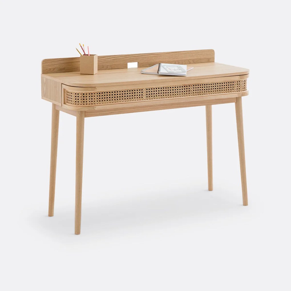 Bureau, 1 lade, rotan riet, Laora