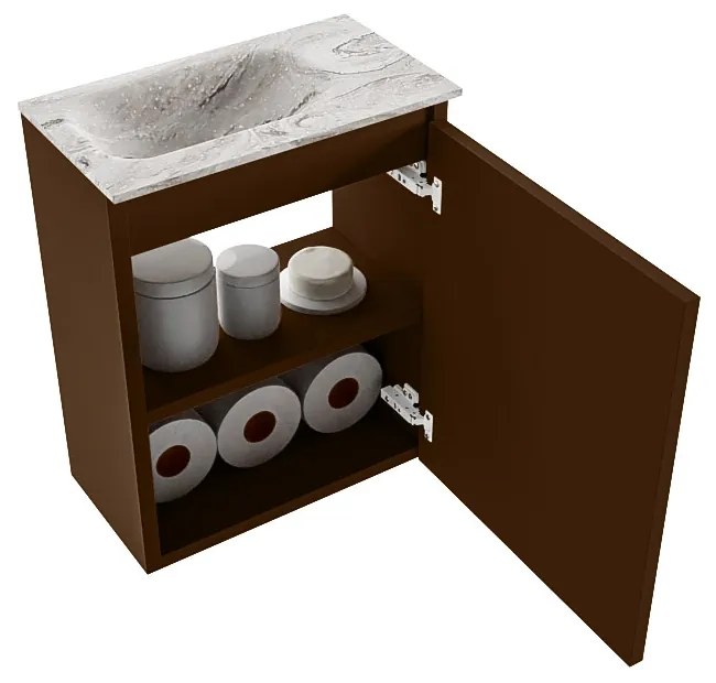 Mondiaz Ture DLux toiletmeubel 40cm rust met wastafel glace links zonder kraangat