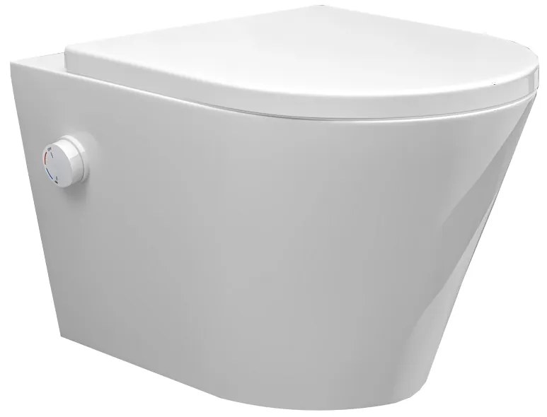 Mueller Afesta randloos toiletpot met bidetsproeier warm/koud en dunne softclose zitting wit glans