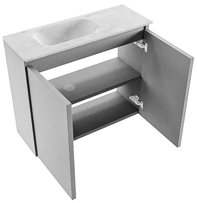 Mondiaz Ture DLux toiletmeubel 60cm plata met wastafel opalo links zonder kraangat