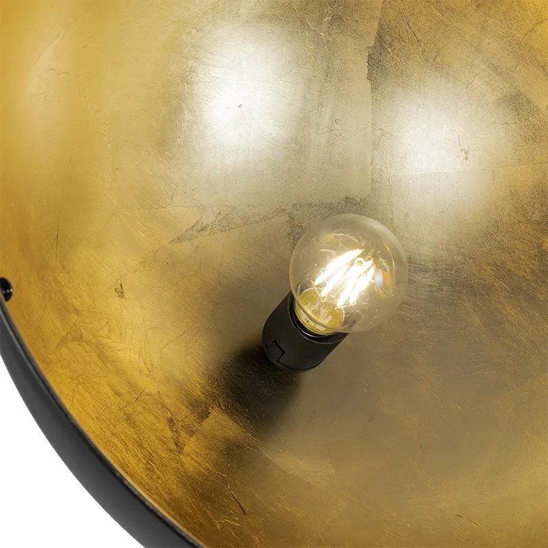 Industriële vloerlamp zwart 50 cm met goud verstelbaar - Magnax