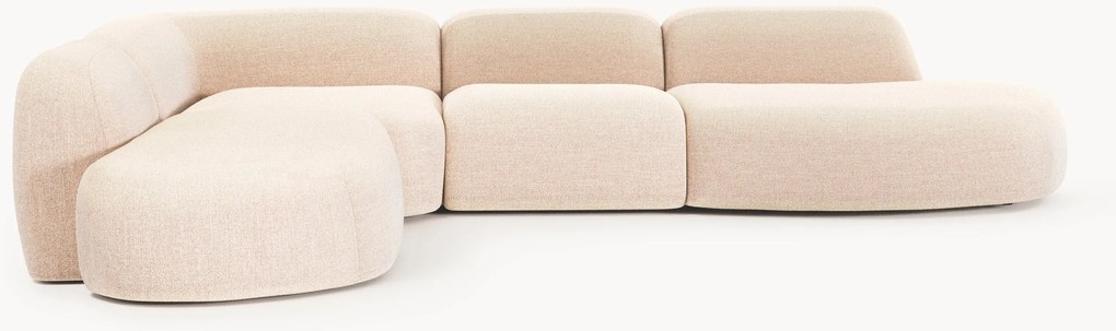 Modulaire bouclé XL hoekbank Wolke met chaise longue