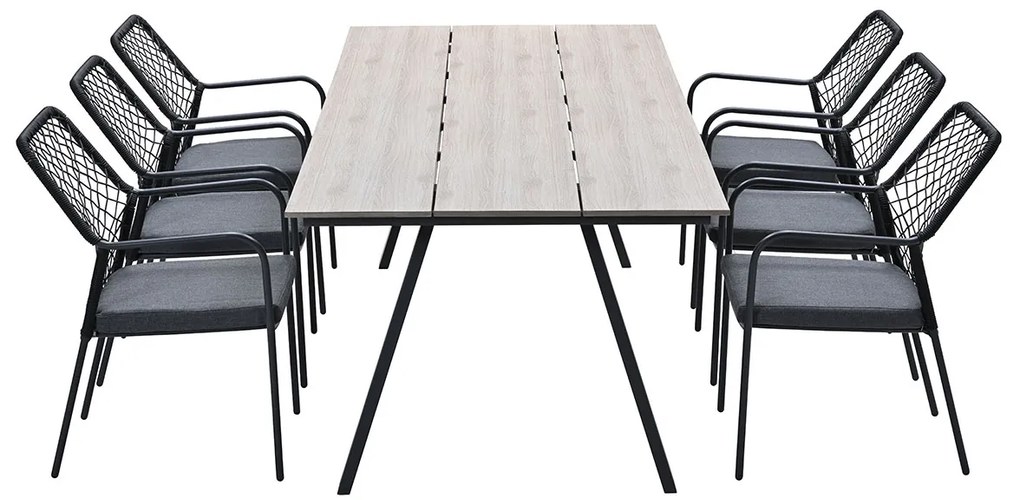Garden Impressions Ross tuinset 7-delig zwart - Braga tuintafel 220x100 cm