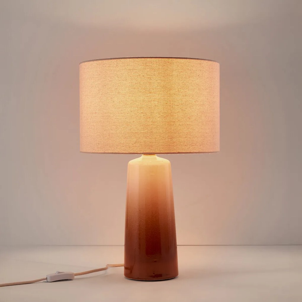 Tafellamp van keramiek en linnen, 47 cm hoog, Grezza