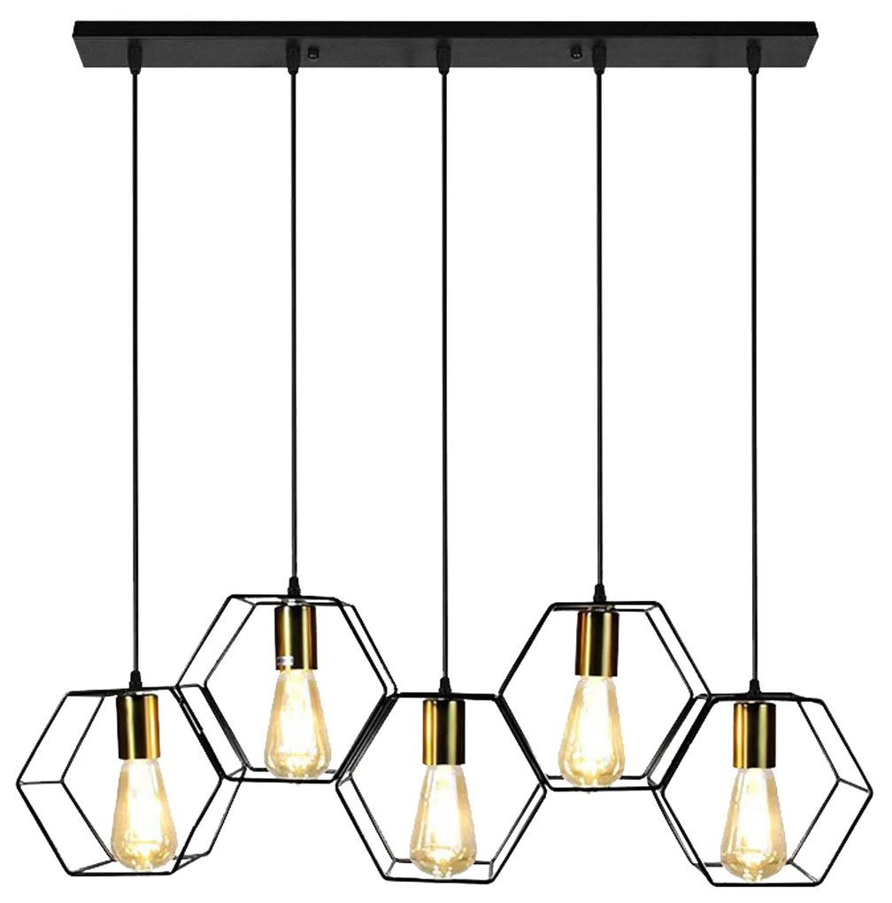Hanglamp APP1133-5CP Zwart Goud
