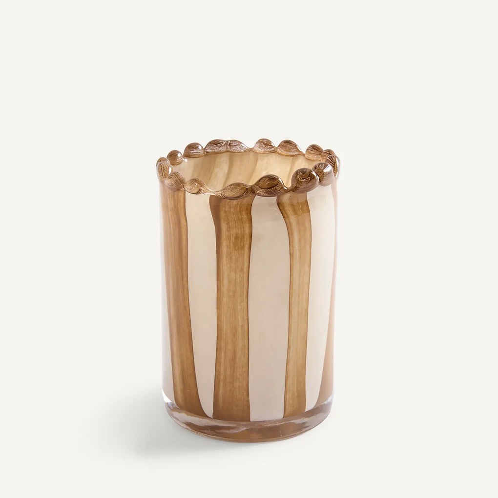 Gestreepte geblazen glazen vaas, hoogte 19 cm, SUGAR