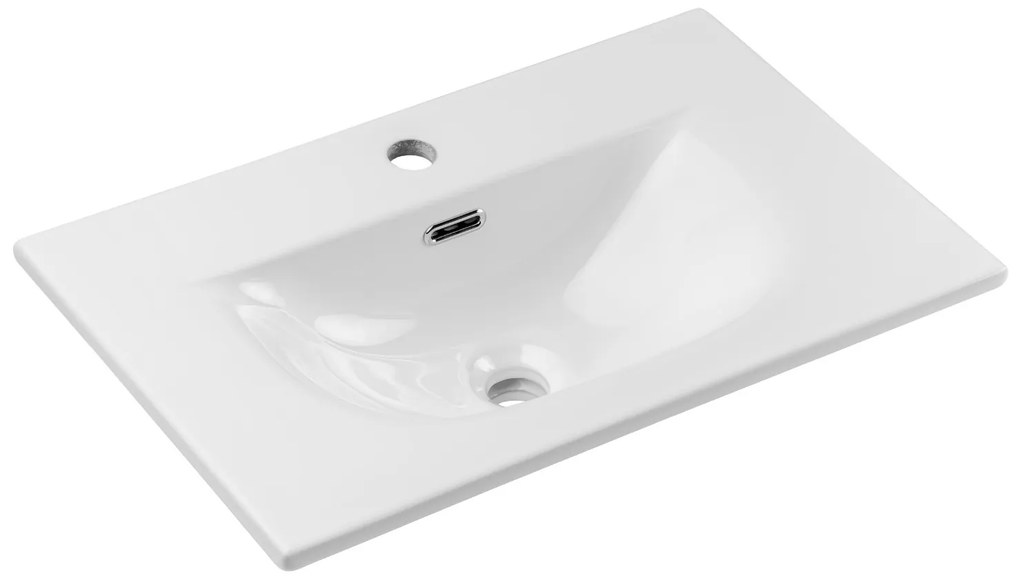 Comad Nova White badkamermeubel 60x40cm wit met 2 lades en wastafel 1 kraangat