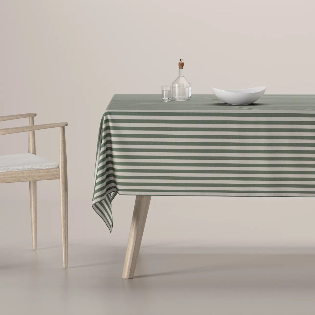 Dekoria Rechthoekig tafelkleed, groen-witte strepen (1,5cm), 130 x 160 cm