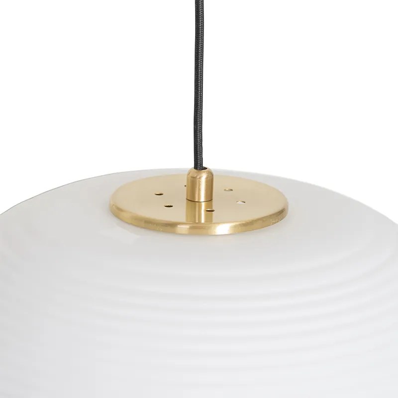 Design hanglamp goud 3-lichts met opaal glas - Hero Design E27 rond Binnenverlichting Lamp