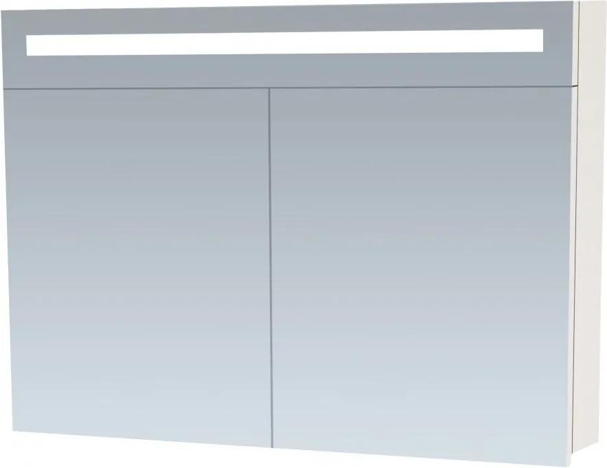 Spiegelkast Delia 100x70x15cm MDF Hoogglans Wit Geintegreerde LED Verlichting Lichtschakelaar Stopcontact