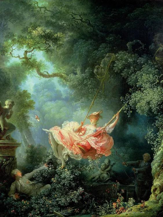 Kunstreproductie The Happy Accidents of the Swing - Jean-Honoré Fragonard