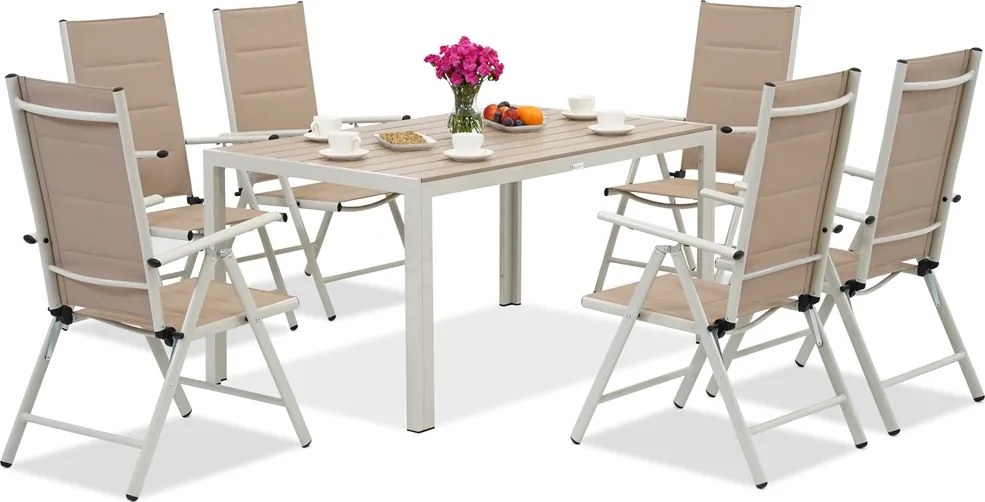 Verona polywood aluminium tuinset voor 6 personen Garden Point beige